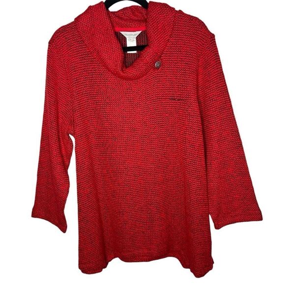 New! MULTIPLES Three Quarters Sleeve Cowl Collar Sharkbite Hem Red Sweater Sz XL - Picture 14 of 14